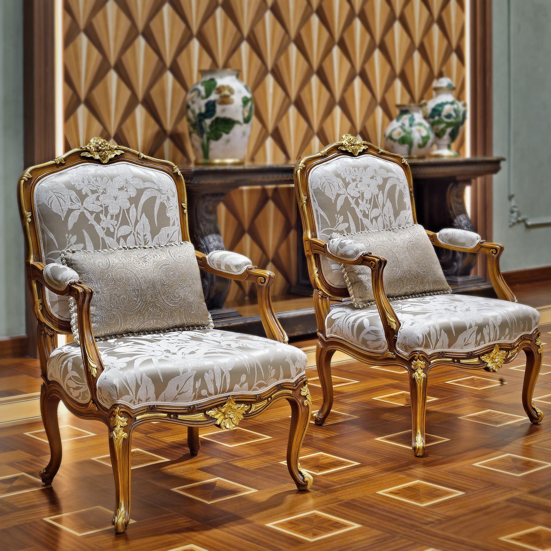 Royal Italian Floral Accent Chair Pair — view 1