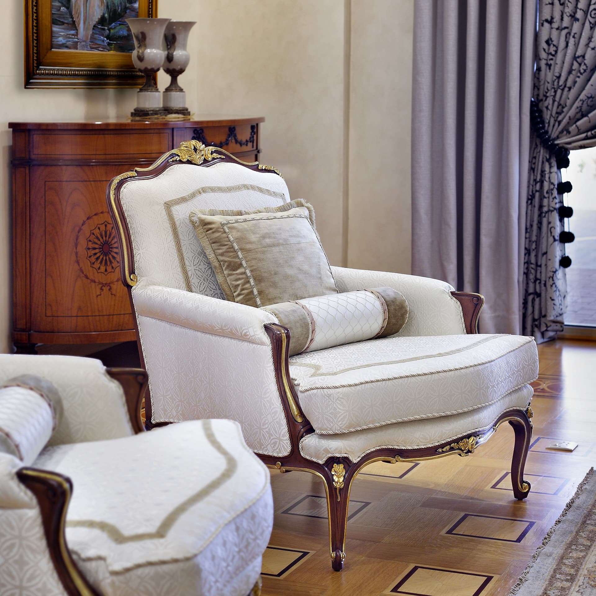 Royal Mahogany & Gold Italian Sofa Set — Sofa Sets